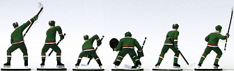 Набор миниатюр в деревянной шкатулке "ХОККЕЙ" 6 фигур (зеленая форма)