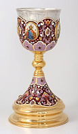 Потир 1.0л 4-деколи, филигрань, эмаль / золочение / серебряный стакан (УИН)