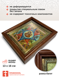 Икона 181 Неопалимая Купина Божия Матерь золочение поталью киот 21 см 03045_УЛ_KRA