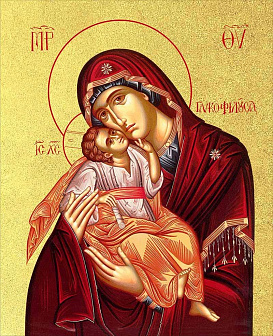 Икона Божией Матери "Гликофилуса (Сладкое Лобзание)" с золочением поталью, 03013-УЛ