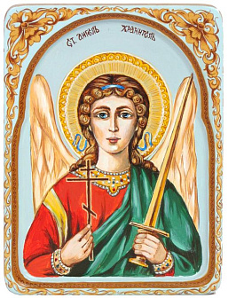 Рукописная икона ''Ангел Хранитель'' на кипарисе