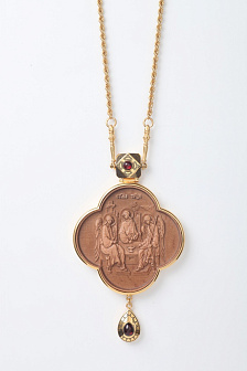 Панагия №700 / золочение / серебро деревянная вставка к 700-летию прп. Сергия (УИН)