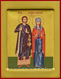 Икона из дерева с золочением ''Адриан мученик, Наталия мученица''