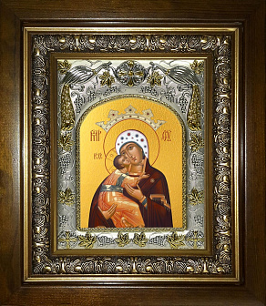Икона Владимирская икона Божией Матери, в деревяном киоте