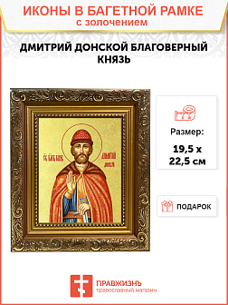 Икона "Дмитрий Донской", св. блгв. кн. Московский, с золочением поталью, 09Д3-УЛ