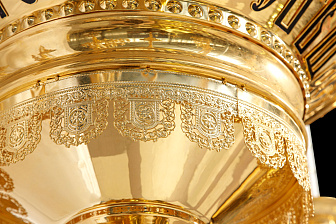 Паникадило 4 яруса 48 свечей с цепями золочение Паникадило 4 яруса 48 свечей с цепями золочение