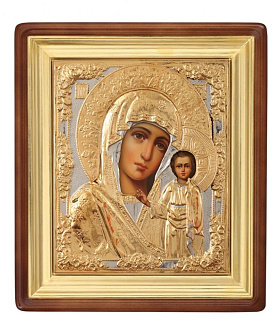 Икона живописная в киоте 24х30 масло, риза № 17, киот №1 Казанская БМ