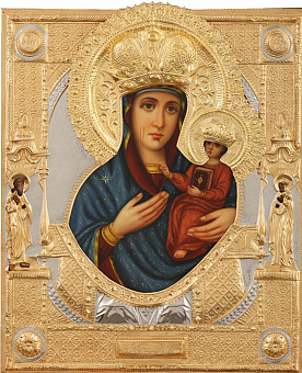 Икона живописная Божией Матери «Ченстоховская» 40х50, масло, риза №123, золочение