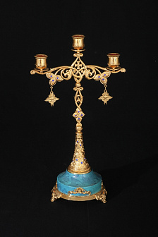 Трехсвечник литой №2 золочение Трехсвечник литой №2 золочение