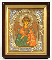 Икона в киоте 18х24 фигурный, темпера №8, венчик, риза-рамка объемная, открытая, золочени Ангел-Хранитель