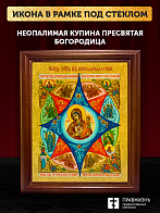 Икона Божией Матери Неопалимая Купина, деревянная рамка со стеклом 15х18х2 см 181