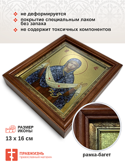 Икона Покров Пресвятой Богородицы с золочением в киоте 18х21х4 см