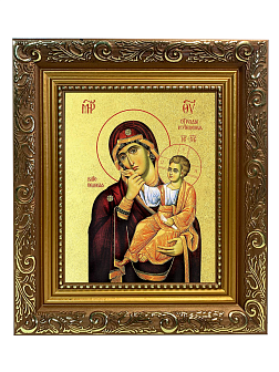 Икона Божией Матери "Отрада и утешение" (Ватопедская) с золочением поталью, 03054-УЛ Икона Божией Матери "Отрада и утешение" (Ватопедская) с золочением поталью, 03054-УЛ