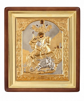 Православная икона ''Георгий Победоносец Чудо о змие'' писаная маслом