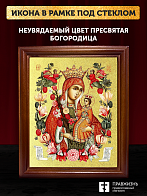 Икона Божией Матери Неувядаемый Цвет с золочением, деревянная рамка со стеклом 15х18х2 см 165