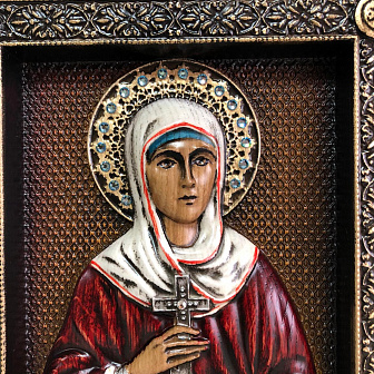 Икона Святая великомученица Марина (Маргарита) Антиохийская, резная из дерева