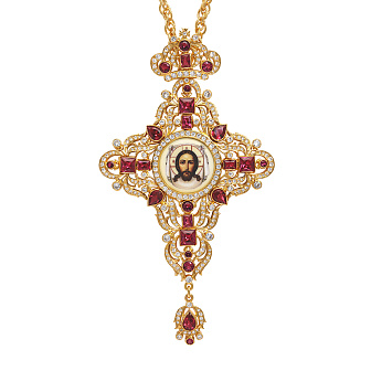 Крест наперсный №213 / Фианиты деколь / золочение