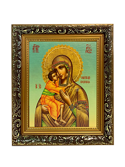Икона Феодоровская Божия Матерь на холсте в киоте 1105