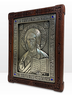 Икона Господь Вседержитель гальваника СЕРЕБРО кристаллы «Swarovski» 214 214_A79-2_KRA