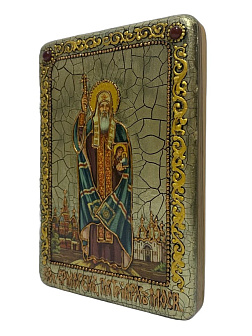 Настольная икона ''Святитель и чудотворец Ермоген, патриарх Московский и всея Руси'' на мореном дубе