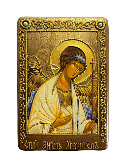 Настольная икона ''Ангел Хранитель'' на мореном дубе