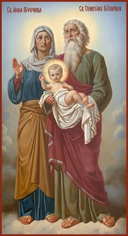 Праведная пророчица Анна и праведный Симеон Богоприимец, икона