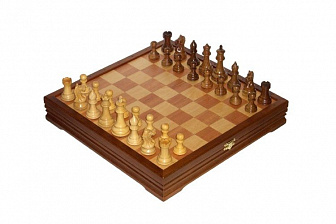 Шахматы классические средние деревянные утяжеленные, основа из березы, фигуры из розового дерева и самшита, 37х37 см (высота короля 3,25")