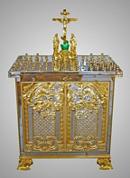 Стол панихидный  71 свеча фигурный гальванопластика нержавейка частичное золо