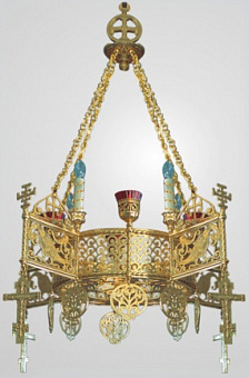 Паникадило 1 ярус 4 свечи с лампадами золочение Паникадило 1 ярус 4 свечи с лампадами золочение