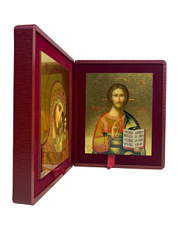 Каталог товаров pravzhizn Венчальные иконы Спаситель и Казанская с золочением УЛ 9х10,5 в бархатном складне Венчальные иконы Спаситель и Казанская с золочением УЛ 9х10,5 в бархатном складне