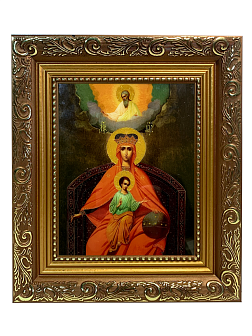 Икона Божией Матери Державная с золочением, широкая рамка 19,5х22,5х2 см