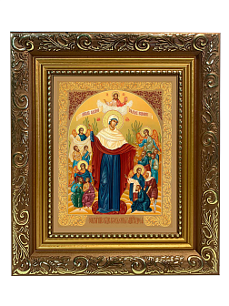 Икона Божией Матери "Всех Скорбящих Радость" с золочением поталью, 03008-УЛ