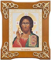 Икона в деревянной рамке Спаситель (завиток)