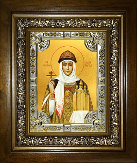 Икона Ольга равноапостольная великая княгиня в деревянном киоте