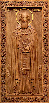 Икона резная Сергий Радонежский