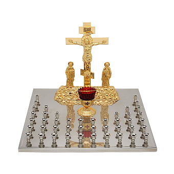 Крышка панихидного стола 44 свечи нержавеющая сталь частичное золочение Крышка панихидного стола 44 свечи нержавеющая сталь частичное золочение