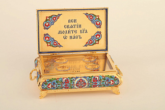 Ковчег для частиц святых мощей №36 гальванопластика золочение эмаль