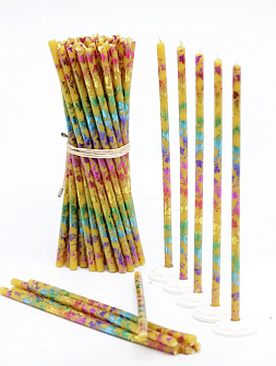 Свечи праздничные №80 (уп 50шт), ЖЕЛТЫЕ (Радужная лоза)