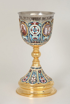 Потир 1.5л 4-финифти, филигрань, эмаль / золочение / нержавеющий стакан