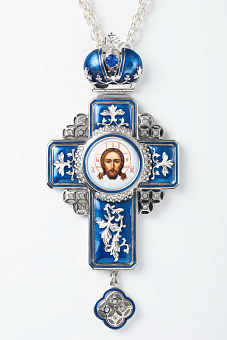 Крест наперсный №8 серебро эмаль, финифть / круглая / (УИН)