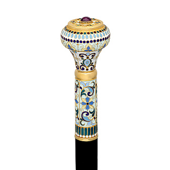 Посох №23 неразборный филигрань, эмаль с фигурным окончанием №1 / золочение