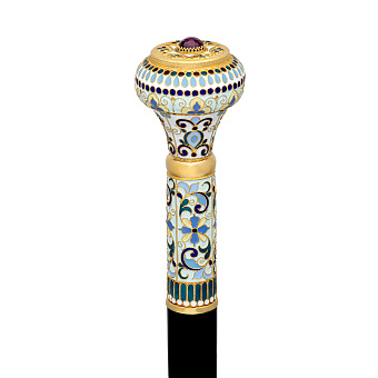 Посох №23 неразборный филигрань, эмаль с фигурным окончанием №1 / золочение