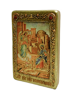 Настольная икона ''Благовещение Пресвятой Богородицы'' на мореном дубе