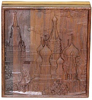 Шкатулка "Покровский собор" из массива черного дуба 21x23 см