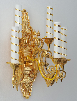 Лампада 5 свечей литая золочение