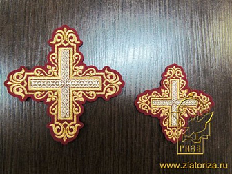 Набор крестов, иерейский, УЗОРНЫЙ бордо с золотом, 14 шт, арт. 22443