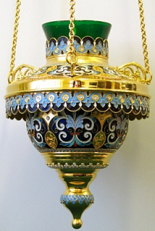 Лампада филигранная казанская с эмалевым кантом / золочение