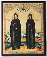 Икона на доске 13х15 объёмная печать, лак Петр и Феврония 3