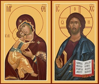 Венчальные иконы ''Господь Вседержитель и Божия Матерь Владимирская''