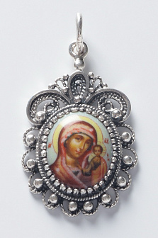 Икона нательная №22 деколь серебро Казанская БМ